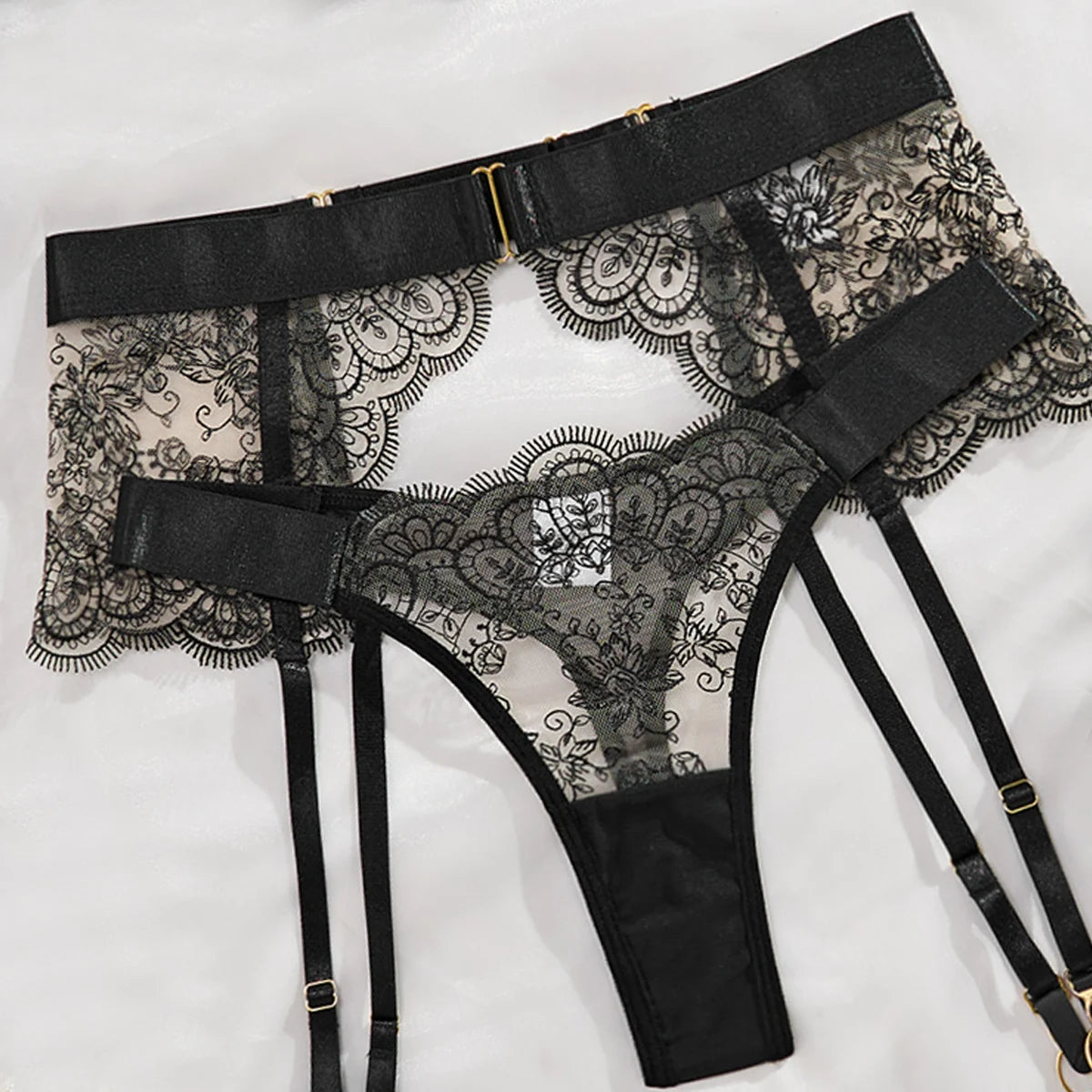 Sexy Lace Bra & Panty Set with Garter