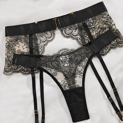 Sexy Lace Bra & Panty Set with Garter